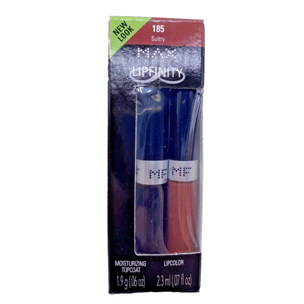 Max Lipfinity 185 Sultry Lipstick 2 Pcs Lipcolor & Topcoat Original